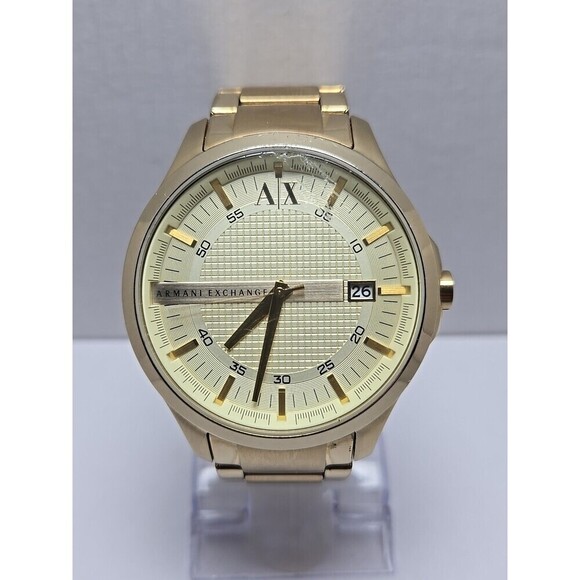 Armani Exchange Other - Mens Armani Exchange Hampton AX2132 Date Champagne Gold Plated Watch New Battery
